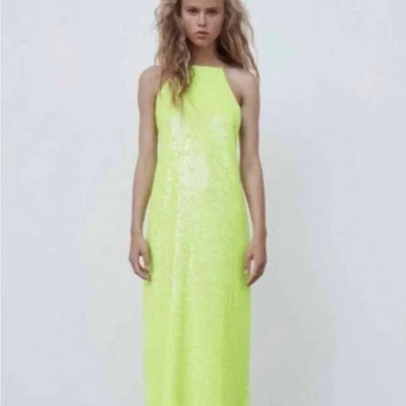 green emerald velvet dress Zara Knit Maxi Dress main image 1